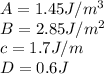 A=1.45J/m^3\\B=2.85J/m^2\\c= 1.7J/m\\D=0.6J