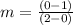 m =\frac{(0-1)}{(2-0)}