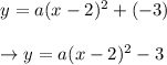 \begin{array}{l}{y=a(x-2)^{2}+(-3)} \\\\ {\rightarrow y=a(x-2)^{2}-3}\end{array}