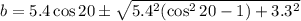 b = 5.4 \cos 20 \pm \sqrt{5.4^2(\cos^2 20 -1) + 3.3^2}