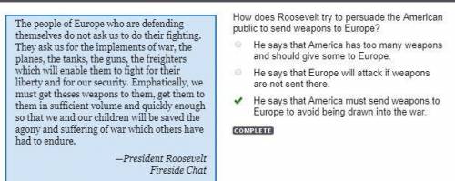 How does roosevelt try to persuade the american public to send weapons to europe?