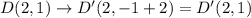 D(2,1)\rightarrow D'(2,-1+2)=D'(2,1)