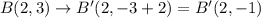 B(2,3)\rightarrow B'(2,-3+2)=B'(2,-1)