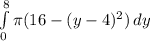 \int\limits^8_0 {\pi (16-(y-4)^2 ) } \, dy