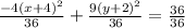 \frac{-4(x+4)^{2} }{36} + \frac{9(y + 2)^{2} }{36} = \frac{36}{36}