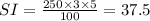 SI = \frac{250  \times 3  \times 5}{100}   = 37.5