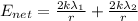 E_{net} = \frac{2k\lambda_1}{r} + \frac{2k\lambda_2}{r}