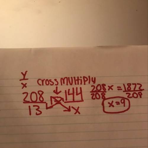 In an equation y varies directly as x varies.if y =208 when x =13 what is the value of x when y=-144