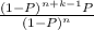 \frac{(1-P)^{n+k-1}P }{(1-P)^{n} }