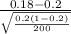 \frac{0.18 - 0.2}{\sqrt{\frac{0.2(1-0.2)}{200} } }