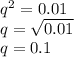 q^ 2 = 0.01\\q= \sqrt{0.01}\\ q = 0.1