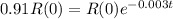 0.91R(0) = R(0)e^{-0.003t}