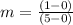 m=\frac{(1-0)}{(5-0)}