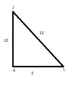 Triangle j k l is shown. angle j k l is a right angle. the length of j k is 12 and the length of k l