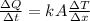 \frac{\Delta Q}{\Delta t} = kA\frac{\Delta T}{\Delta x}