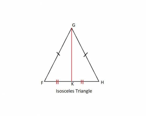 In isosceles triangle fgh, fg is congruent to gh. if elijah draws a line segment from the vertex g t