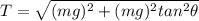T = \sqrt{(mg)^2 + (mg)^2 tan^2\theta}