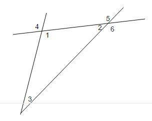 Which of the following are remote interior angles of 5?  check all that apply. a 4 b 5 c 6 d 1 e 2 f