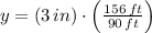 y = (3\,in)\cdot \left( \frac{156\,ft}{90\,ft} \right)