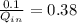 \frac{0.1}{Q_{in}} = 0.38