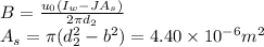 B=\frac{u_{0}(I_{w}-JA_{s})}{2\pi d_{2} } \\A_{s}=\pi (d_{2}^{2}-b^2)=4.40\times10^{-6} m^2\\