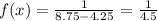 f(x)=\frac{1}{8.75-4.25}=\frac{1}{4.5}