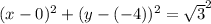 (x-0)^2+(y-(-4))^2 = \sqrt{3}^2