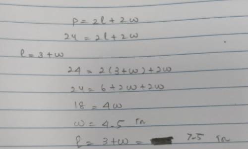 The formula for the perimeter of a rectangle is p=2l+2w, when l is the length and w is the width. a
