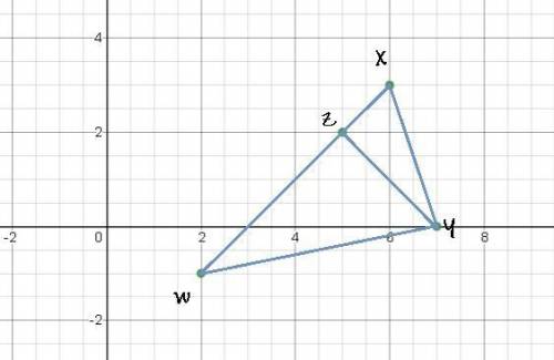 Calculate the area of triangle wxy with altitude yz, given w(2, -1), x(6, 3), y(7,0), and z(5,2)