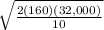 \sqrt\frac{2(160)(32,000)}{10}