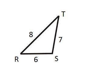 In triangle rst, rs = 6 cm, st = 7 cm, and rt = 8 cm. what is the approximate measure of the largest