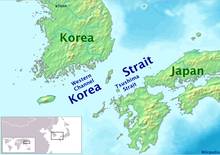Which body of water connects the yellow sea to the sea of japan?