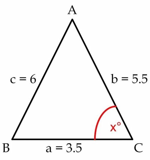 In δabc, if the length of sides a, b, and c are 3.5 centimeters, 5.5 centimeters, and 6 centimeters