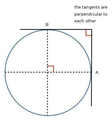 Construct tangents to circle o, as a and at b, if oa adn ob area perpendicular radii, what relations