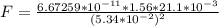 F=\frac{6.67259 * 10^{-11}*1.56*21.1*10^{-3}}{(5.34*10^{-2})^2}