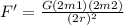 F'= \frac{G (2m1)(2m2)}{(2r)^{2}}