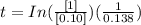 t=In(\frac{[1]}{[0.10]})(\frac{1}{0.138})