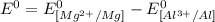 E^0=E^0_{[Mg^{2+}/Mg]}- E^0_{[Al^{3+}/Al]}