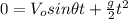 0=V_{o} sin \theta t+\frac{g}{2}t^{2}