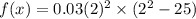f(x)=0.03(2)^2\times{(2^2-25)}