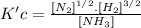 K'c=\frac{[N_{2}]^{1/2}.[H_{2}]^{3/2}  }{[NH_{3}]}