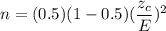n=(0.5)(1-0.5)(\dfrac{z_c}{E})^2