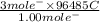 \frac{3 mol e^{-} \times 96485 C}{1.00 mol e^{-}}