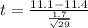 t=\frac{11.1-11.4}{\frac{1.7}{\sqrt{29}}}
