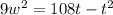 9w^2 = 108t - t^2