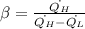 \beta = \frac{\dot{Q_H}}{\dot{Q_H}-\dot{Q_L}}