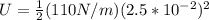 U = \frac{1}{2}(110N/m)(2.5*10^{-2})^2