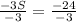 \frac{-3S}{-3}=\frac{-24}{-3}