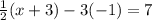 \frac{1}{2} ( x +3)  - 3(-1) = 7
