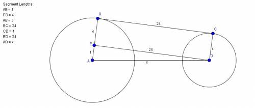 Bc is tangent to circle a at b and to circle d at c. what is ad to the nearest tenth?